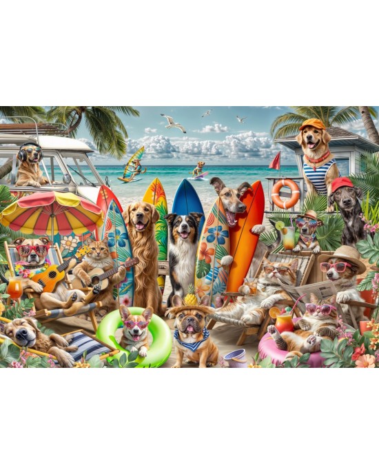 2000 κομμάτια DOGS AND CATS AT THE BEACH
