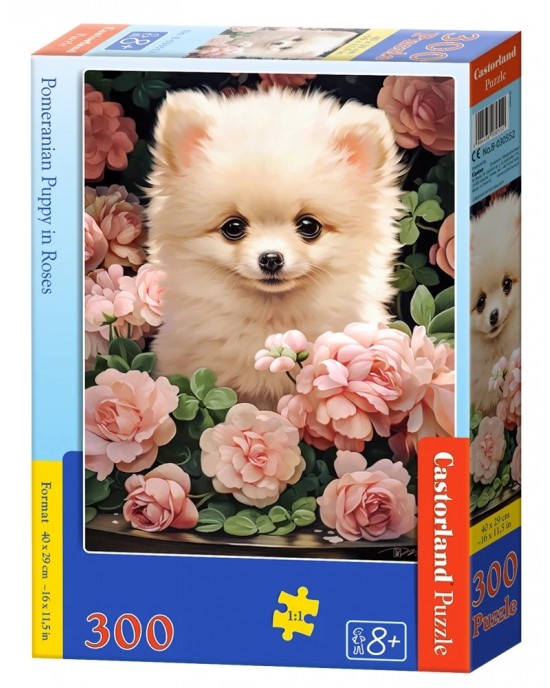 300 κομμάτια POMERANIAN PUPPY IN ROSES