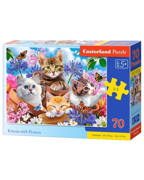 70 κομμάτια KITTENS WITH FLOWERS