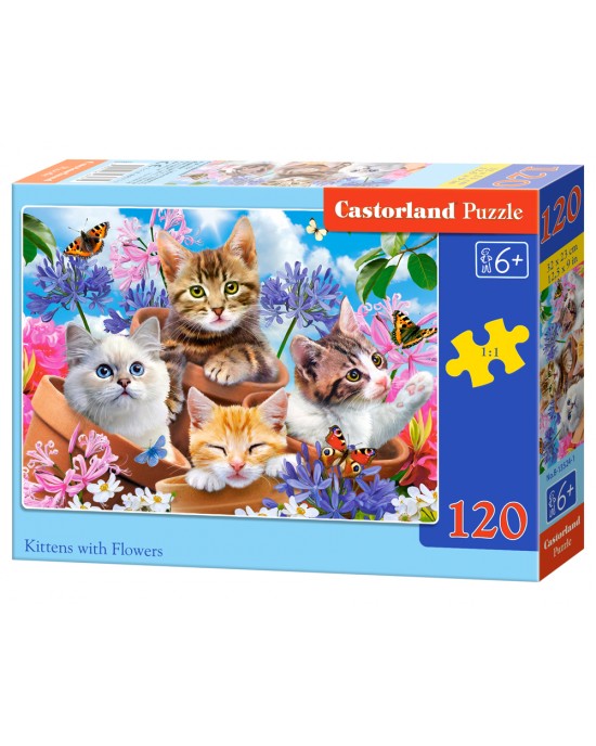 120 κομμάτια KITTENS WITH FLOWERS