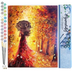Ζωγραφική με αριθμούς Autumn Forest and Woman with an Umbrella 40x50cm