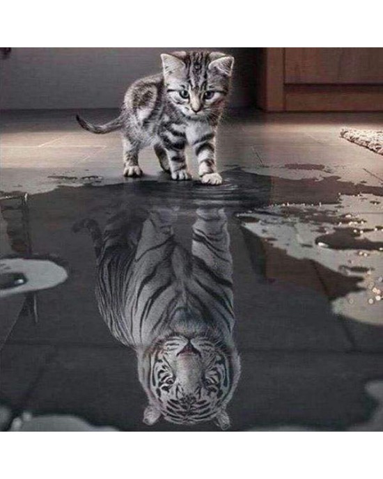 Διαμάντια Reflective Tiger and Lion - 40x50cm