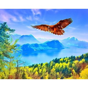 Ζωγραφική με αριθμούς Eagle and landscape in Switzerland 40x50cm