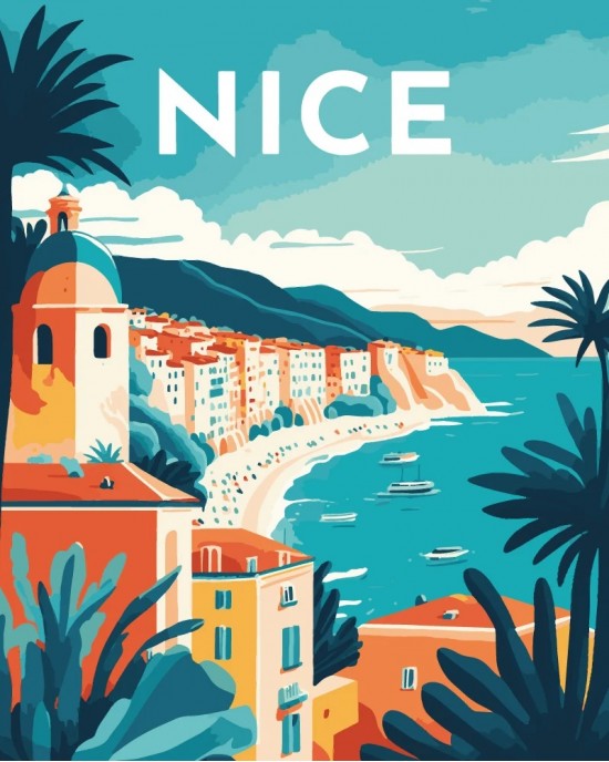 Ζωγραφική με αριθμούς Travel Poster Nice 40x50cm