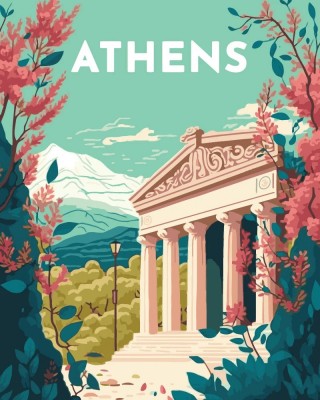 Ζωγραφική με αριθμούς Travel Poster Athens 40x50cm