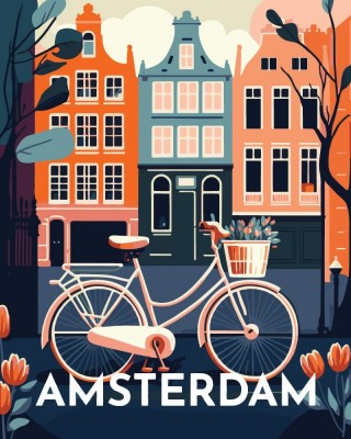 Ζωγραφική με αριθμούς Vintage Amsterdam Poster 40x50cm