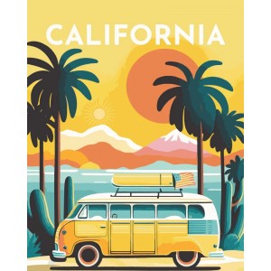 Ζωγραφική με αριθμούς Travel Poster California 40x50cm