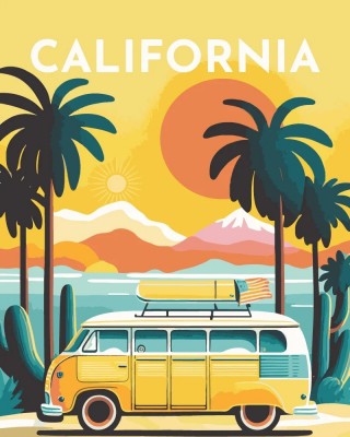 Ζωγραφική με αριθμούς Travel Poster California 40x50cm