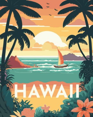 Ζωγραφική με αριθμούς Travel Poster Hawaii 40x50cm