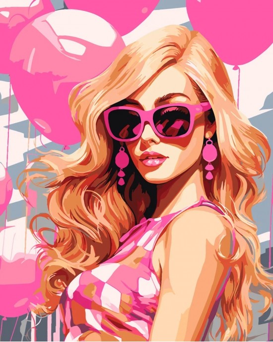 Ζωγραφική με αριθμούς Pink Balloons and the Diva 40x50cm