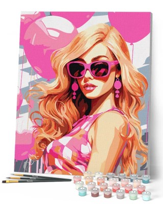 Ζωγραφική με αριθμούς Pink Balloons and the Diva 40x50cm