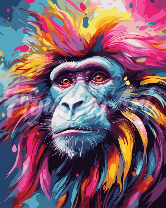 Ζωγραφική με αριθμούς Colourful Abstract Baboon 40x50cm