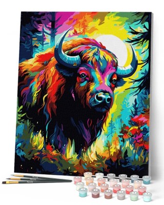 Ζωγραφική με αριθμούς Colourful Abstract Bison 40x50cm