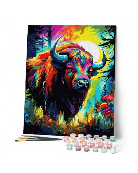 Ζωγραφική με αριθμούς Colourful Abstract Bison 40x50cm