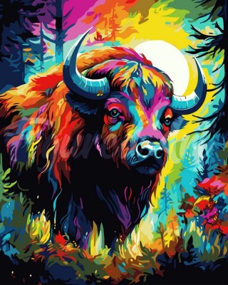 Ζωγραφική με αριθμούς Colourful Abstract Bison 40x50cm