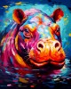 Διαμάντια Colourful Abstract Hippo 40x50cm