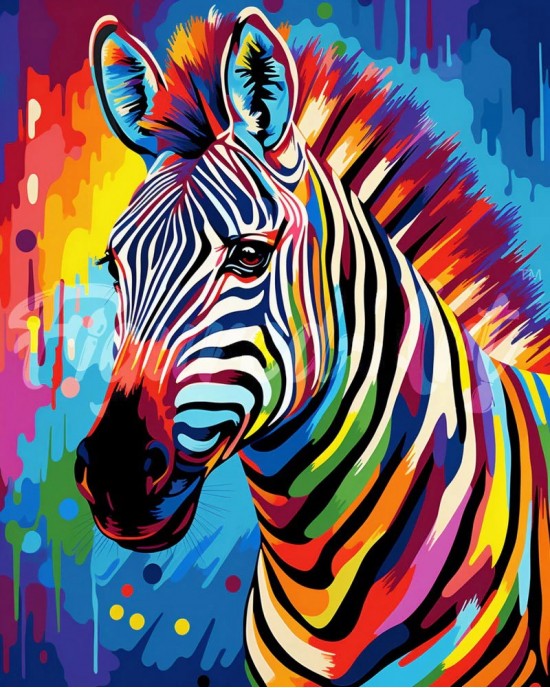 Διαμάντια Colorful Abstract Zebra 40x50cm