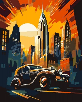Ζωγραφική με αριθμούς Art Deco Car in New York 40x50cm