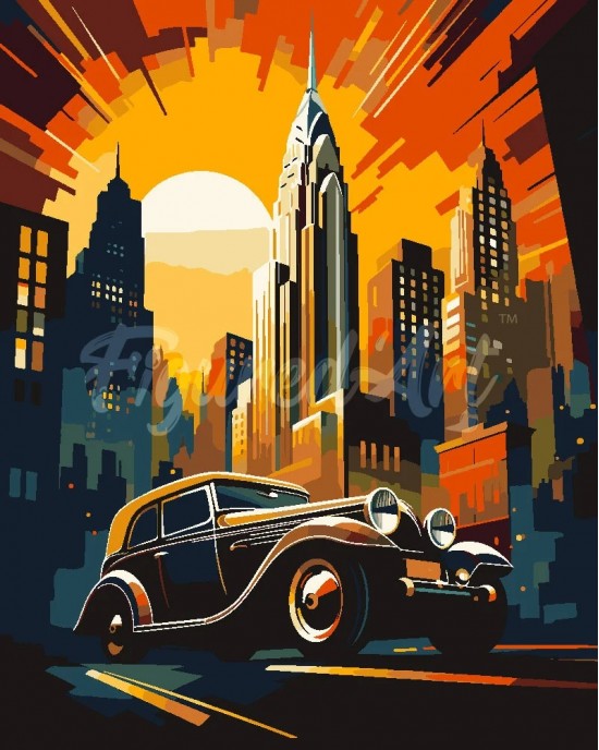 Ζωγραφική με αριθμούς Art Deco Car in New York 40x50cm
