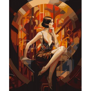 Ζωγραφική με αριθμούς Sitting Art Deco Woman 40x50cm