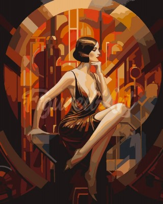 Ζωγραφική με αριθμούς Sitting Art Deco Woman 40x50cm
