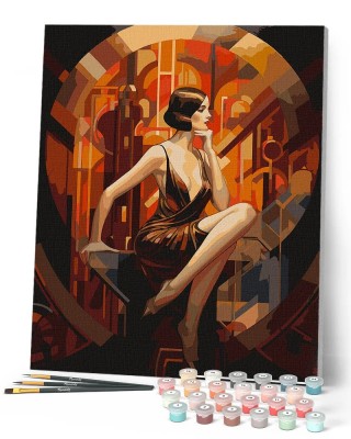 Ζωγραφική με αριθμούς Sitting Art Deco Woman 40x50cm