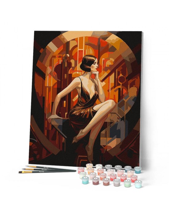 Ζωγραφική με αριθμούς Sitting Art Deco Woman 40x50cm