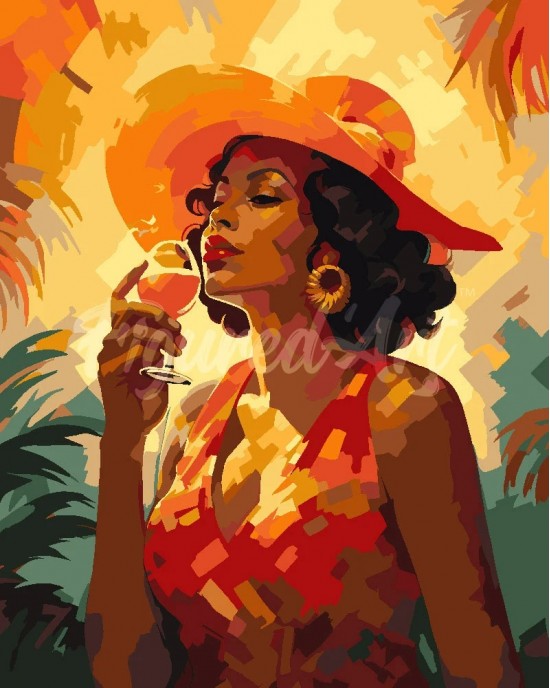 Ζωγραφική με αριθμούς Art Deco Woman with a Glass 40x50cm
