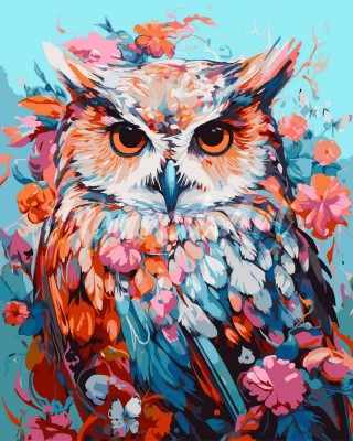 Ζωγραφική με αριθμούς Colourful Owl in Bloom 40x50cm
