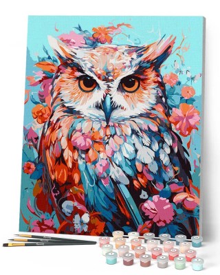 Ζωγραφική με αριθμούς Colourful Owl in Bloom 40x50cm