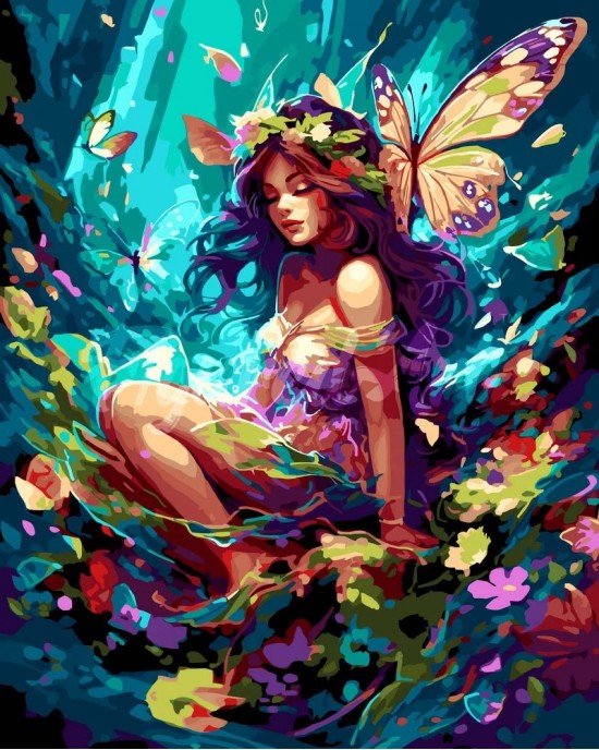 Ζωγραφική με αριθμούς Fairy and Butterflies 40x50cm