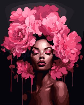 Ζωγραφική με αριθμούς Peonies Hair Lady 40x50cm