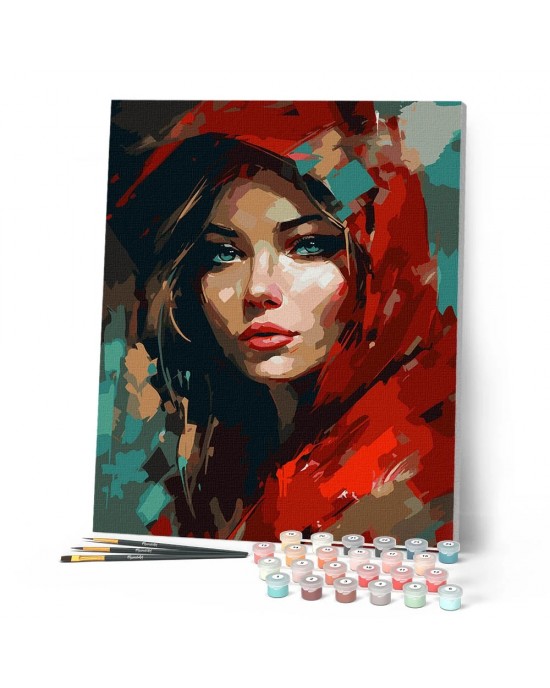Ζωγραφική με αριθμούς Woman in Red Scarf 40x50cm