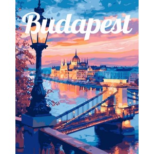 Ζωγραφική με αριθμούς Travel Poster Budapest at Dusk 40x50cm