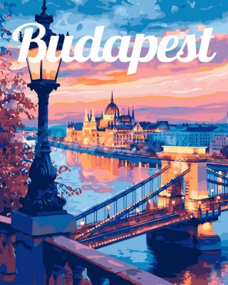 Ζωγραφική με αριθμούς Travel Poster Budapest at Dusk 40x50cm