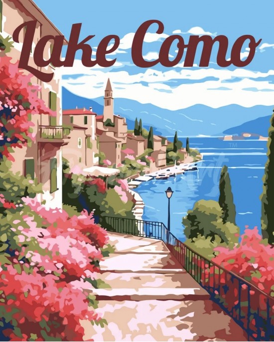 Ζωγραφική με αριθμούς Travel Poster Lake Como in Bloom 40x50cm