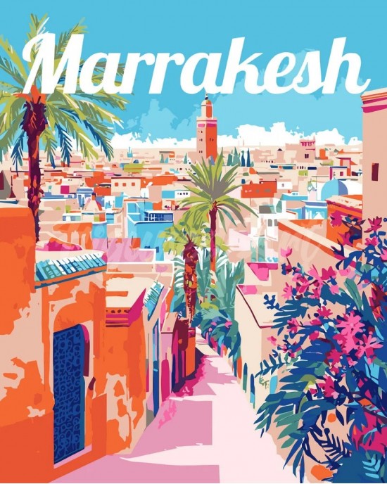 Ζωγραφική με αριθμούς Travel Poster Marrakesh Morocco 40x50cm
