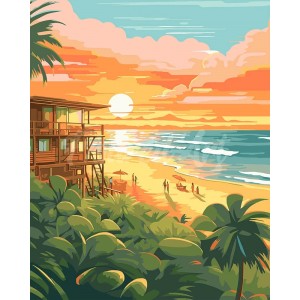 Ζωγραφική με αριθμούς Beach Club at Sunset 40x50cm