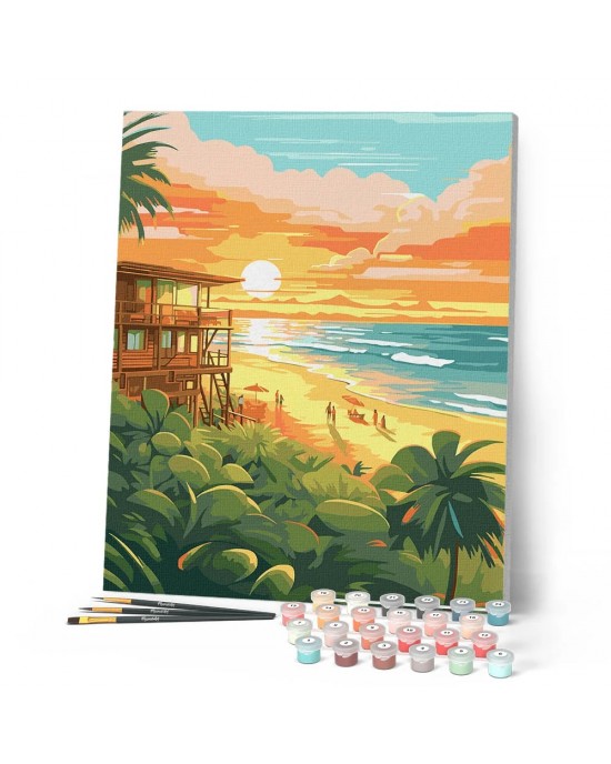 Ζωγραφική με αριθμούς Beach Club at Sunset 40x50cm