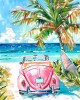 Ζωγραφική με αριθμούς Pink Car by the Sea 40x50cm