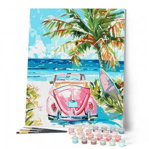 Ζωγραφική με αριθμούς Pink Car by the Sea 40x50cm