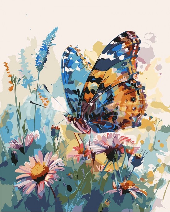 Ζωγραφική με αριθμούς Butterfly and Flowers 40x50cm