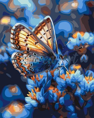 Ζωγραφική με αριθμούς Butterfly and Blue Flowers 40x50cm
