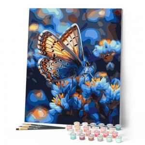Ζωγραφική με αριθμούς Butterfly and Blue Flowers 40x50cm