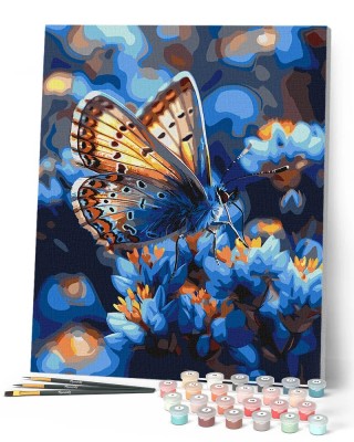 Ζωγραφική με αριθμούς Butterfly and Blue Flowers 40x50cm