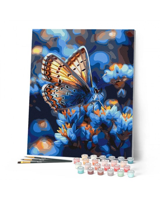 Ζωγραφική με αριθμούς Butterfly and Blue Flowers 40x50cm