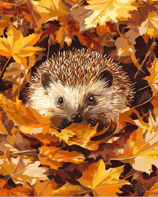 Ζωγραφική με αριθμούς Hedgehog in Autumn Leaves 40x50cm