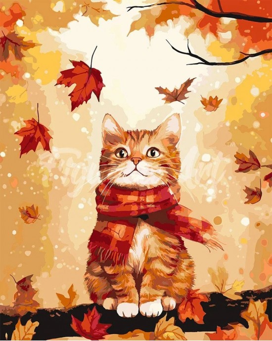 Ζωγραφική με αριθμούς Cozy Autumn Cat 40x50cm