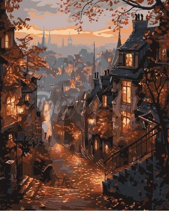 Ζωγραφική με αριθμούς Old Town Autumn Street 40x50cm