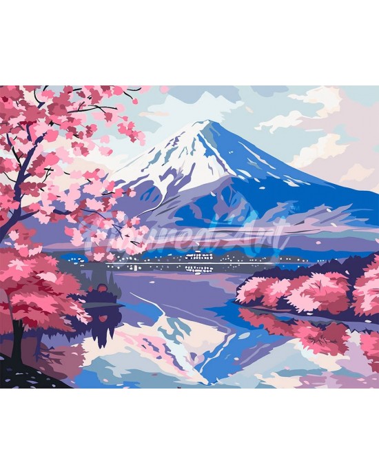 Ζωγραφική με αριθμούς Mount Fuji and Sakura Lake 40x50cm
